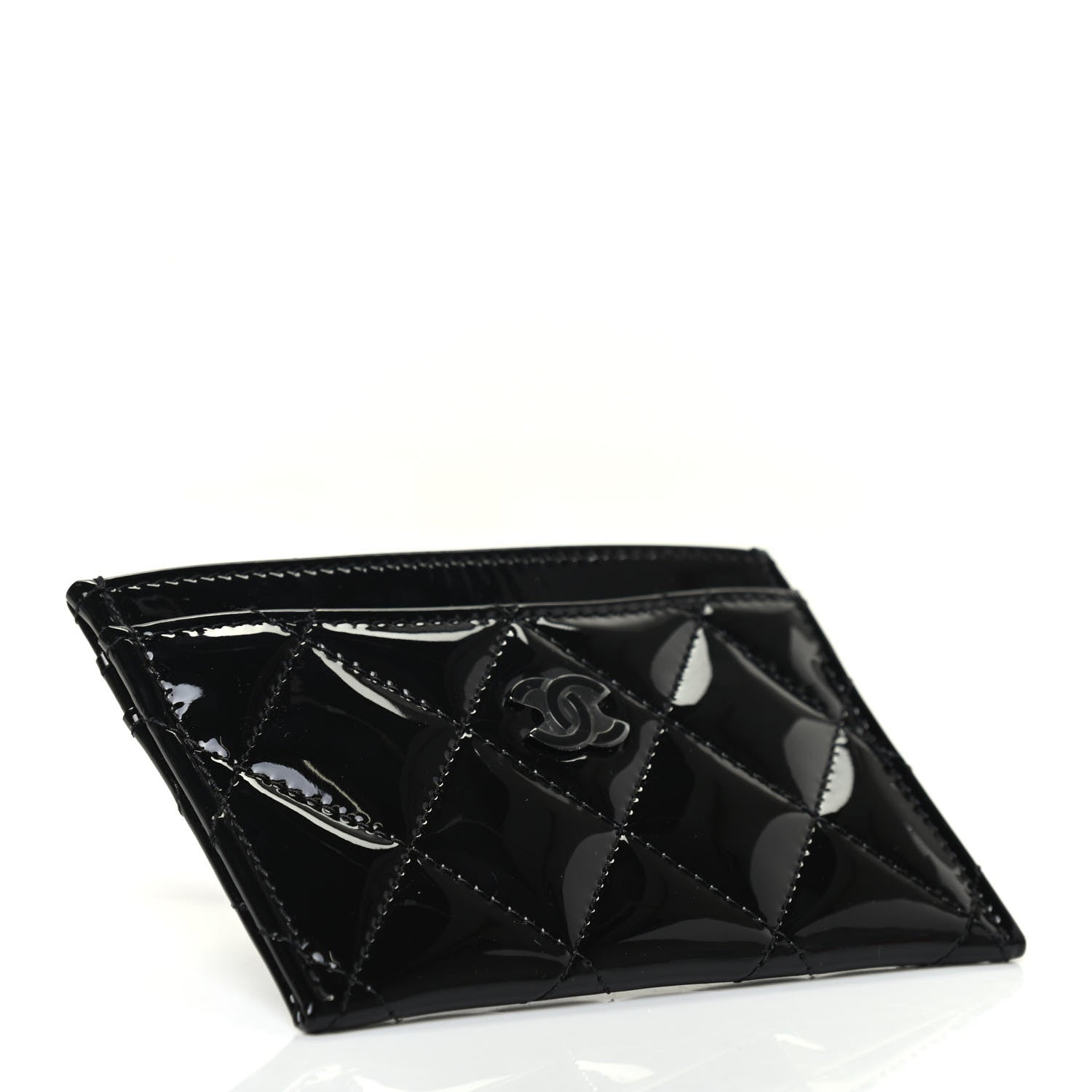Chanel Patent Calfskin Quilted Card Holder So Black 3 of 4