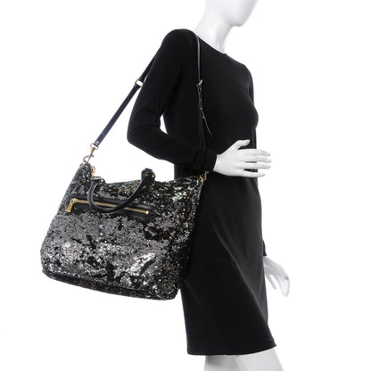 Miu Miu Paillettes Sequin Shopping Tote Argento 3 of 10
