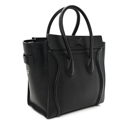 Celine Drummed Calfskin Micro Luggage Black 3 of 11