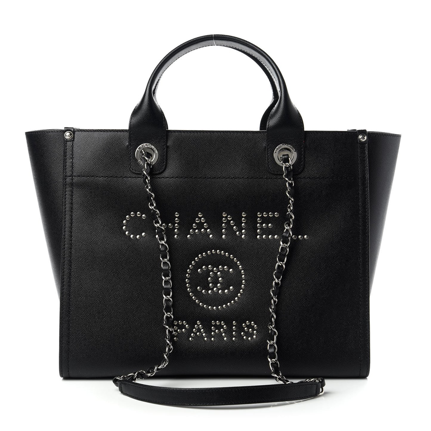 Caviar Small Studded Deauville Tote Black