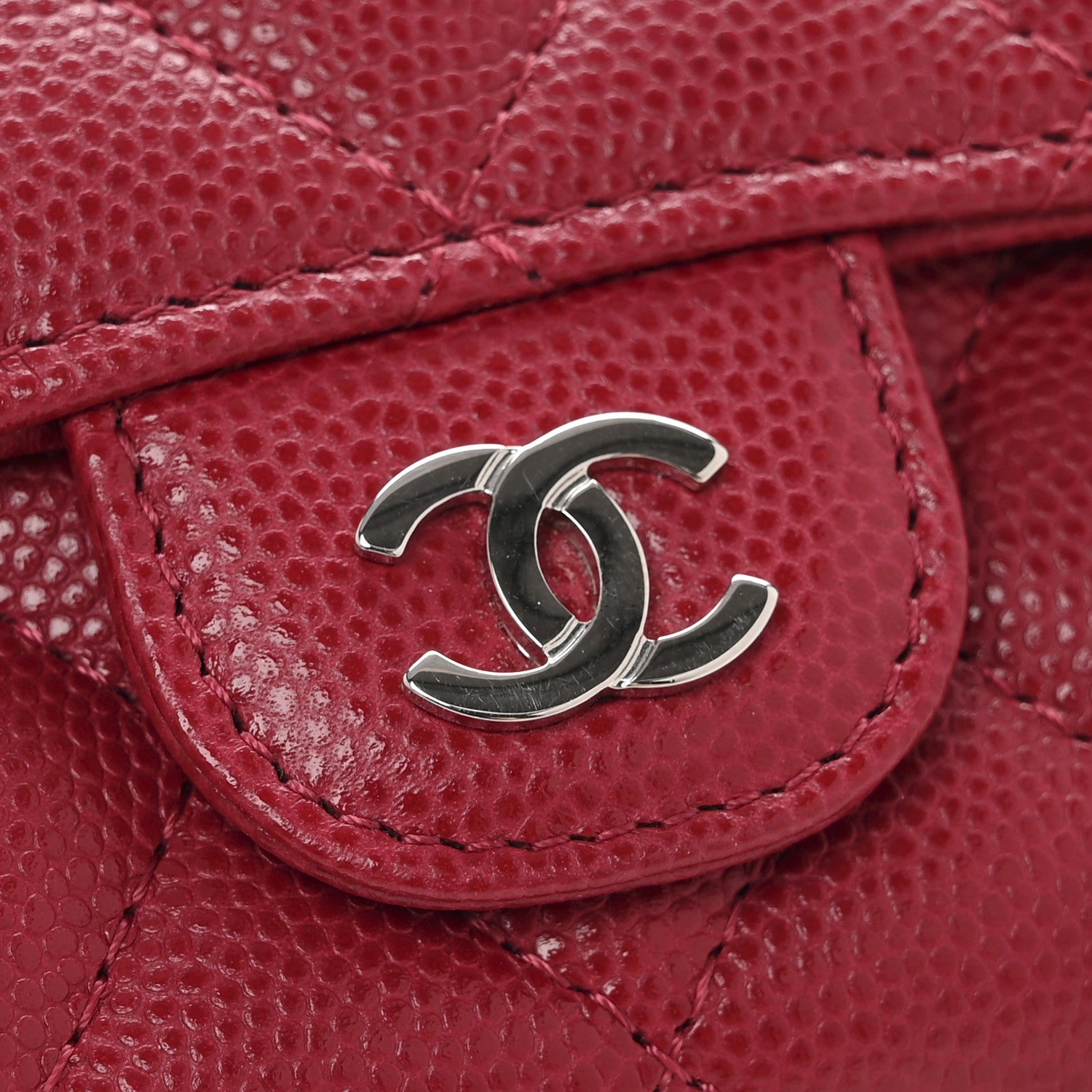 Chanel Caviar Quilted Flap Card Holder Wallet Dark Pink 9 of 10