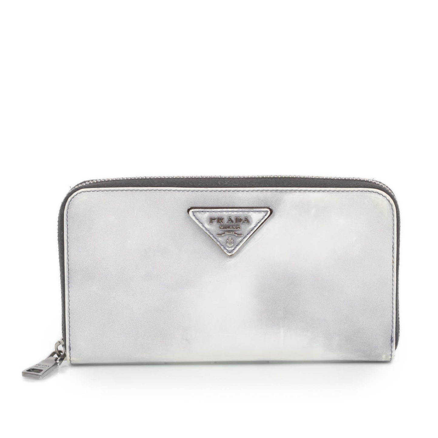 Spazzolato Tria Zip Around Wallet Grigio