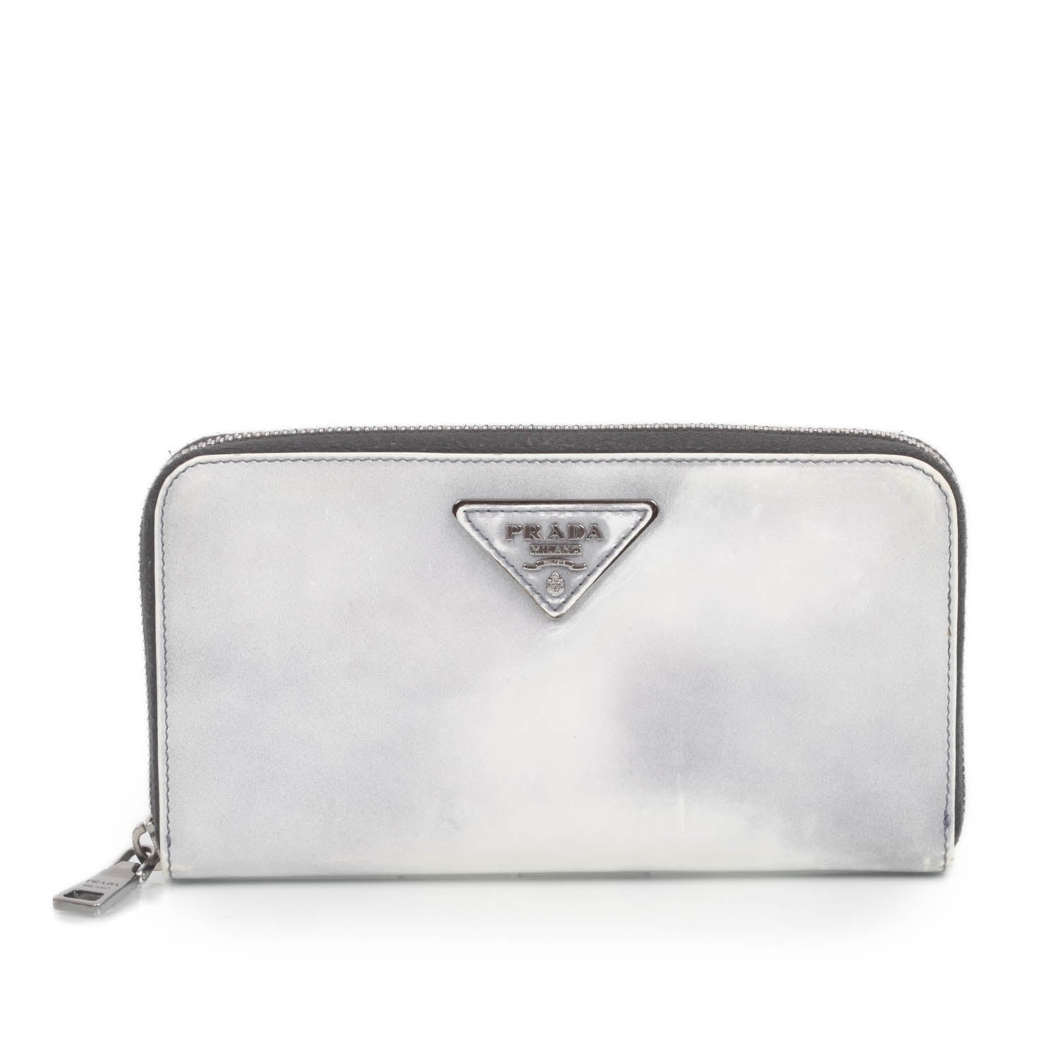 Prada Spazzolato Tria Zip Around Wallet Grigio 1 of 10