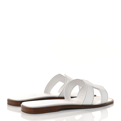 Hermes Box Calfskin Oran Sandals 37.5 White 4 of 9