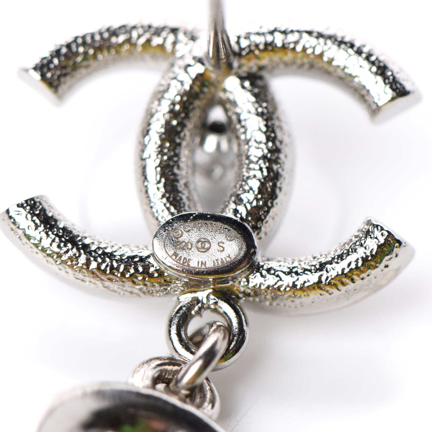 Chanel Crystal CC Triple Drop Earrings Silver 4 of 4