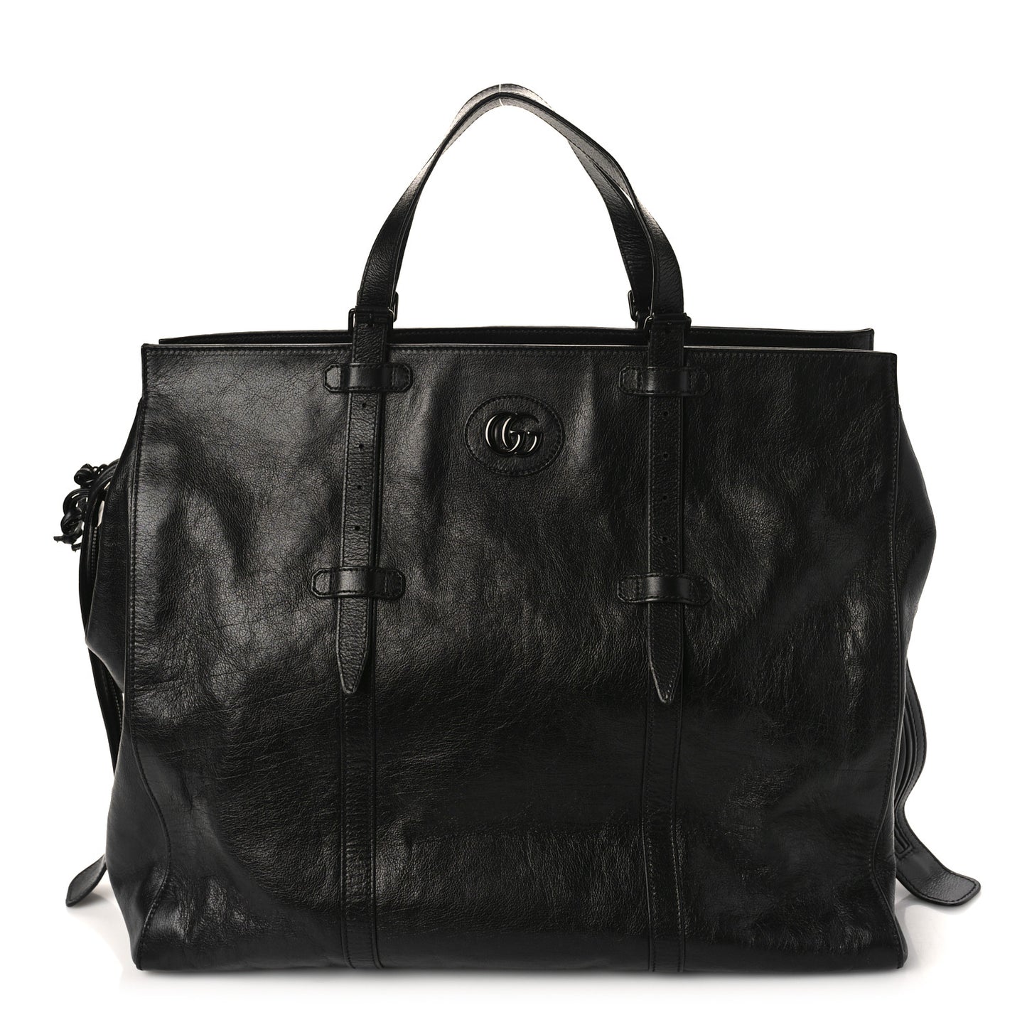 Calfskin Monochrome Medium Double G Tote Bag Black
