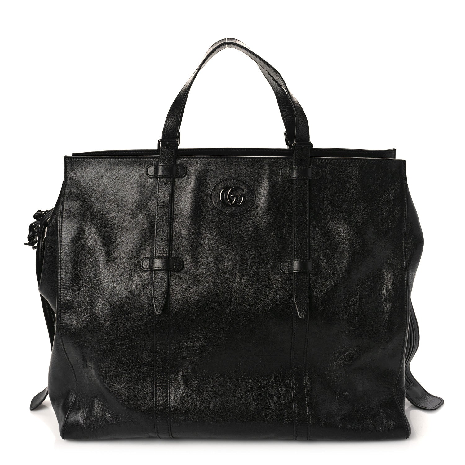Gucci Calfskin Monochrome Medium Double G Tote Bag Black 1 of 13