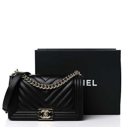 Chanel Lambskin Chevron Quilted Medium Boy Flap Black 17 of 17