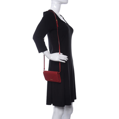 Prada Tessuto Quilted Mini Crossbody Wallet Fuoco 2 of 9