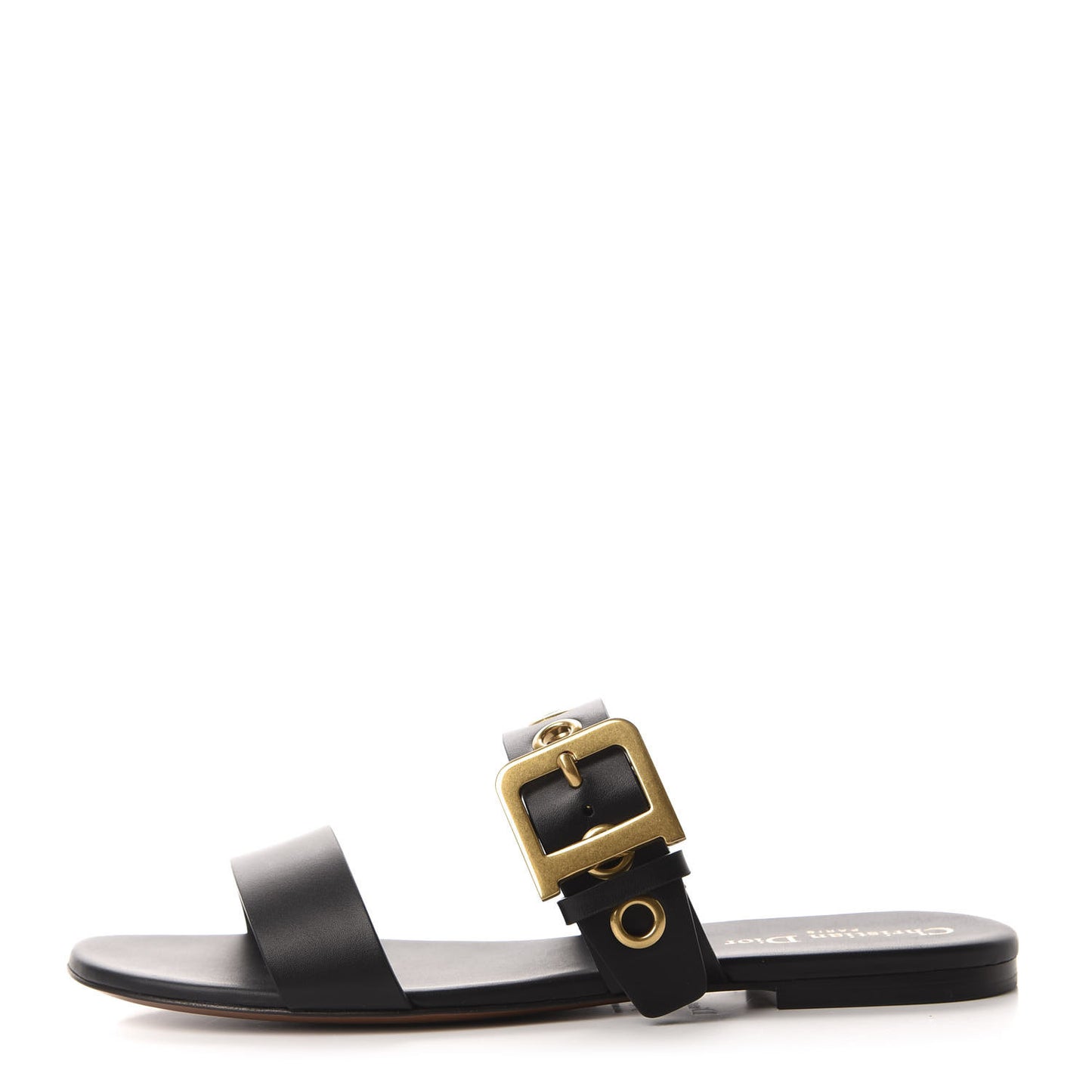 Calfskin D-Dior Slide Flat Sandals 40 Black