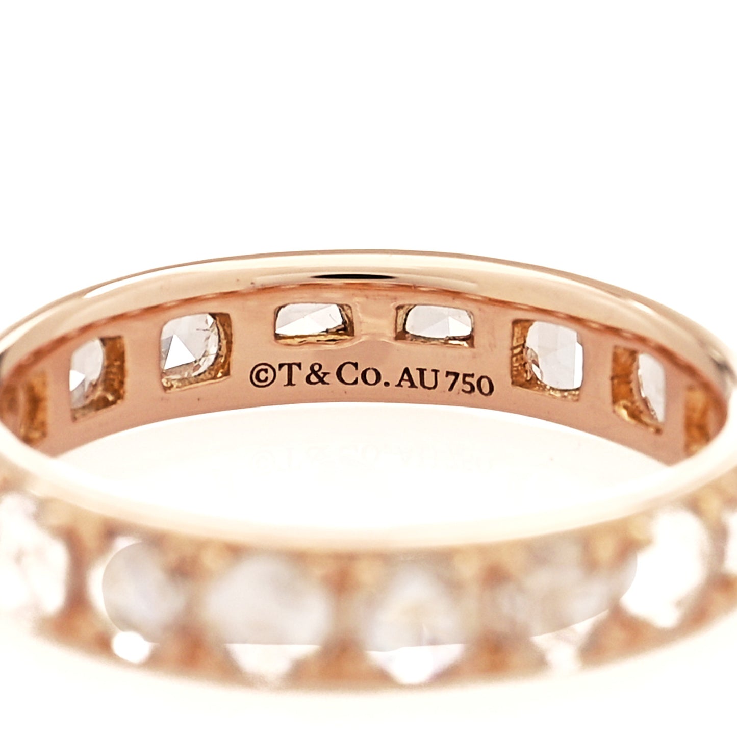 18K Rose Gold Diamond Metro Rose Cut Eternity Band Ring 49 4.75