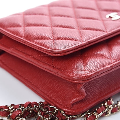 Chanel Caviar Quilted Wallet on Chain WOC Red 12 of 14