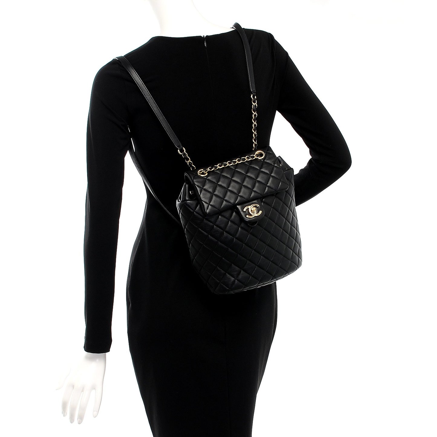 Lambskin Quilted Small Urban Spirit Backpack Black