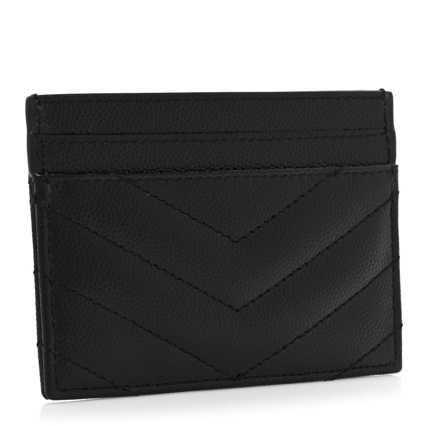 Grain De Poudre Matelasse Chevron Monogram Credit Card Case Black