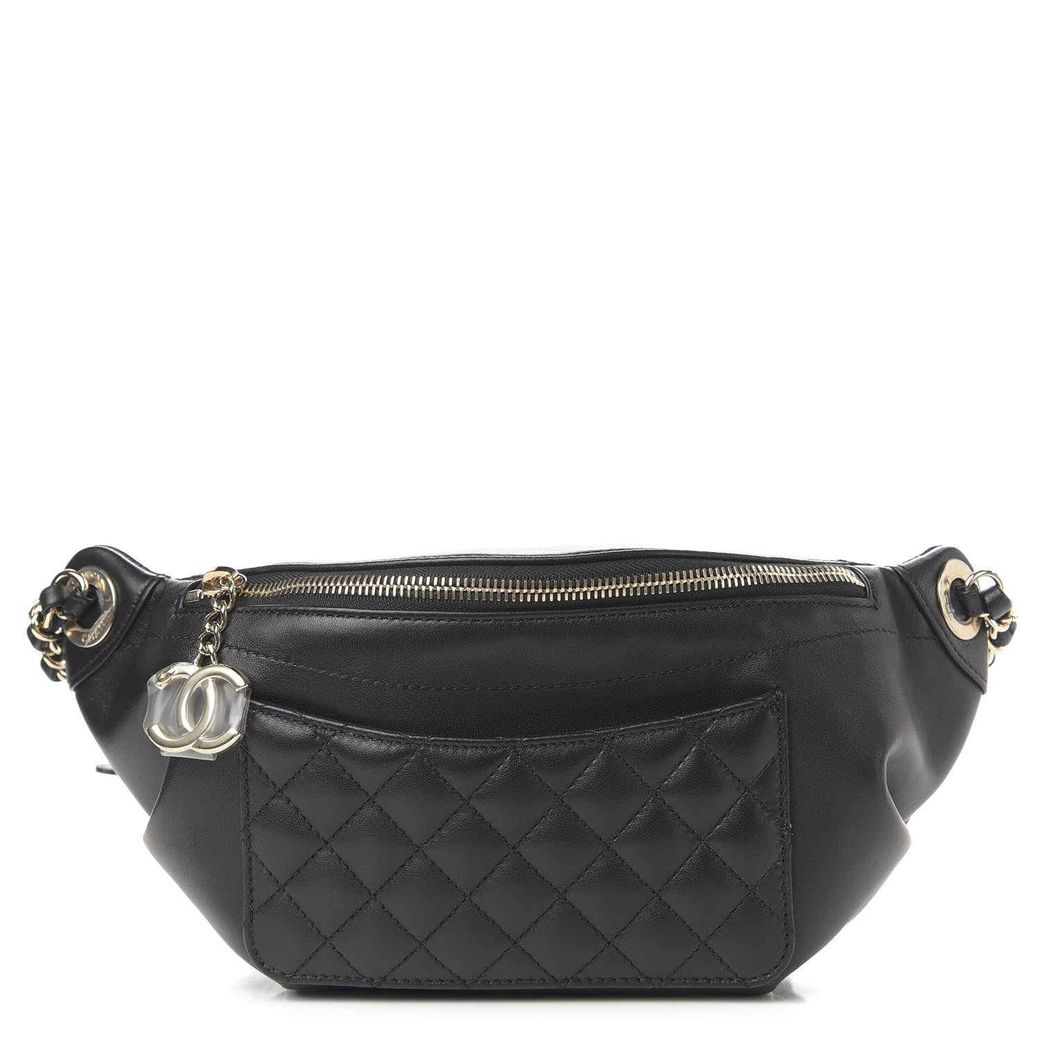 Chanel Lambskin Quilted Waist Bag Fanny Pack Black 1 of 11