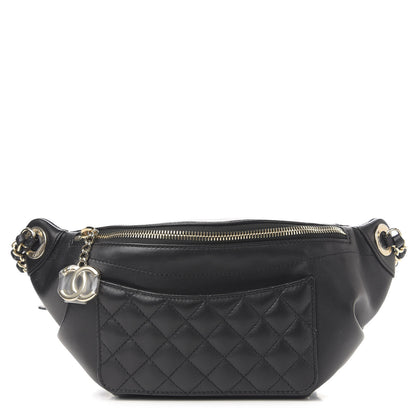 Chanel Lambskin Quilted Waist Bag Fanny Pack Black 1 of 11