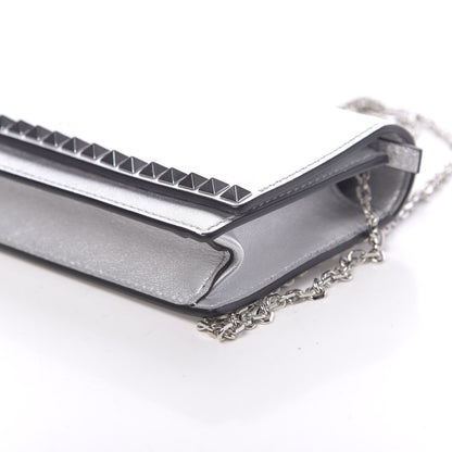 Valentino Garavani Metallic Calfskin Rockstud No Limit Wallet On Chain Silver 8 of 10