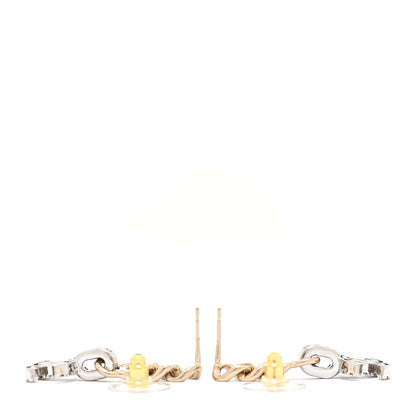 Chanel Metal Crystal CC Chain Drop Earrings Gold 3 of 5