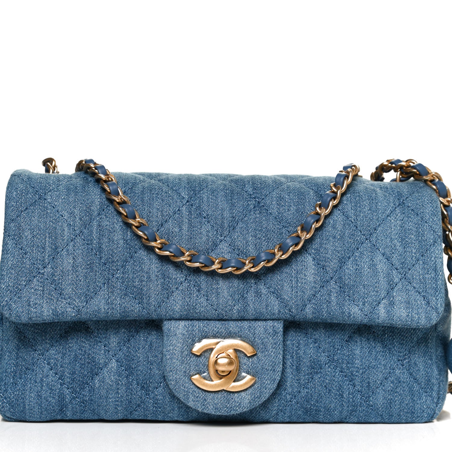 Chanel Denim Quilted Mini Pearl Crush Rectangular Flap Blue 9 of 12