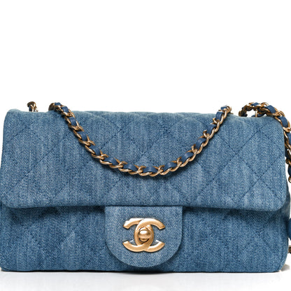 Chanel Denim Quilted Mini Pearl Crush Rectangular Flap Blue 9 of 12