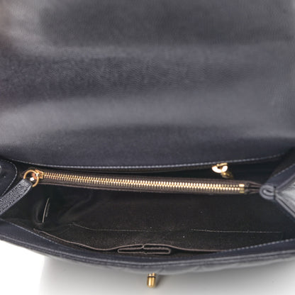 Chanel Caviar Chevron Quilted Small Coco Handle Flap Dark Grey 5 of 9