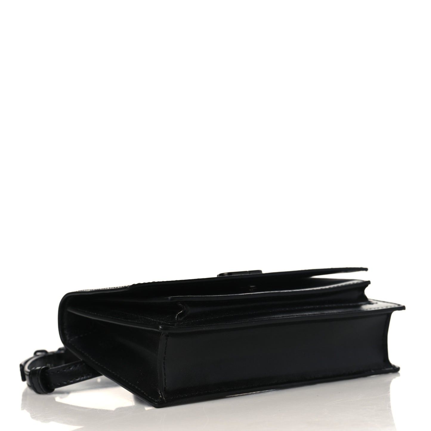 Shiny Box Calfskin Monochrome XS Sharp Belt Bag Black