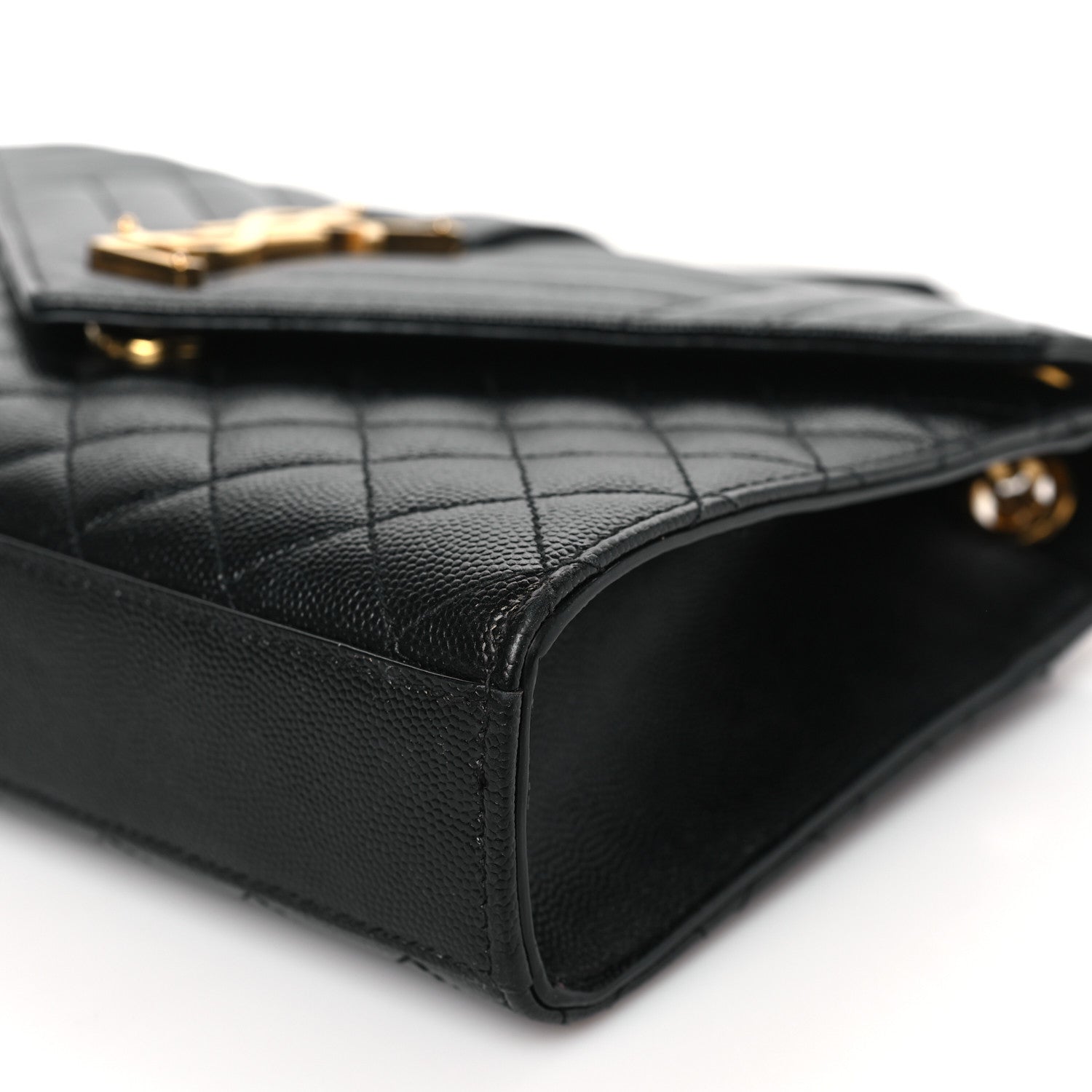 Saint Laurent Grain De Poudre Textured Mixed Matelasse Triquilt Medium Monogram Satchel Black 8 of 9