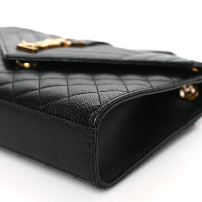 Saint Laurent Grain De Poudre Textured Mixed Matelasse Triquilt Medium Monogram Satchel Black 8 of 9