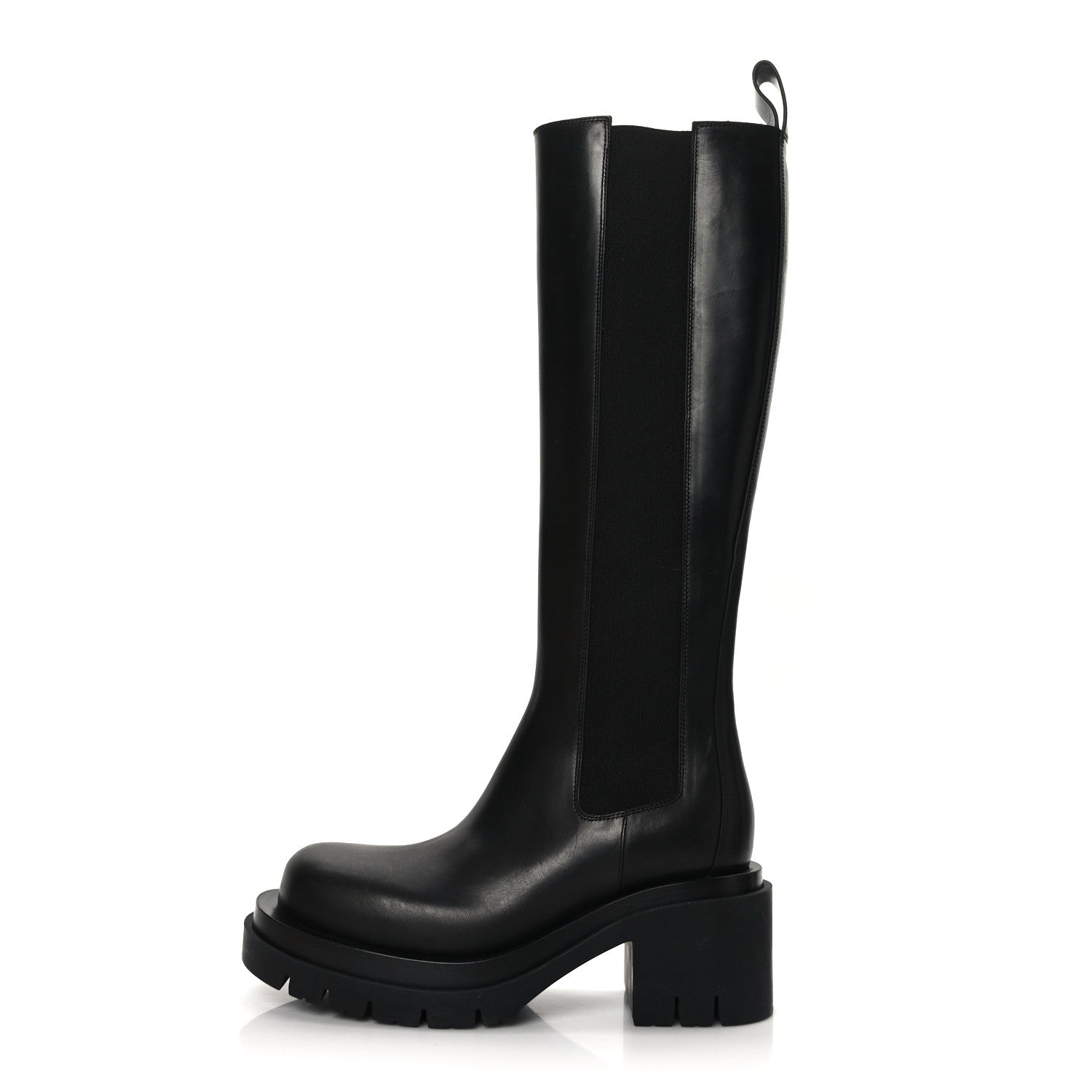 Bottega Veneta Calfskin The Lug Chelsea 30/70mm Tall Boots 38.5 Black 1 of 8
