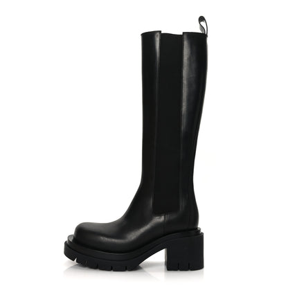 Bottega Veneta Calfskin The Lug Chelsea 30/70mm Tall Boots 38.5 Black 1 of 8