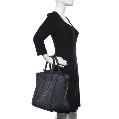 Celine Drummed Calfskin Mini Luggage Slate 2 of 12