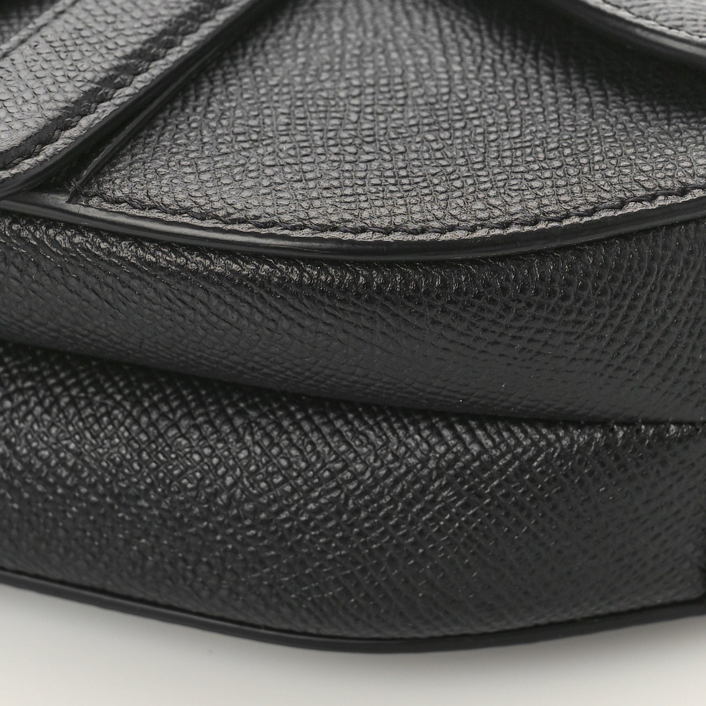 Grained Calfskin Mini Saddle Bag Black