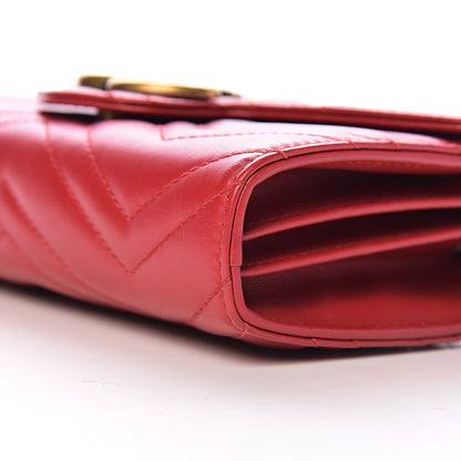Gucci Calfskin Matelasse GG Marmont Chain Wallet Hibiscus Red 12 of 13