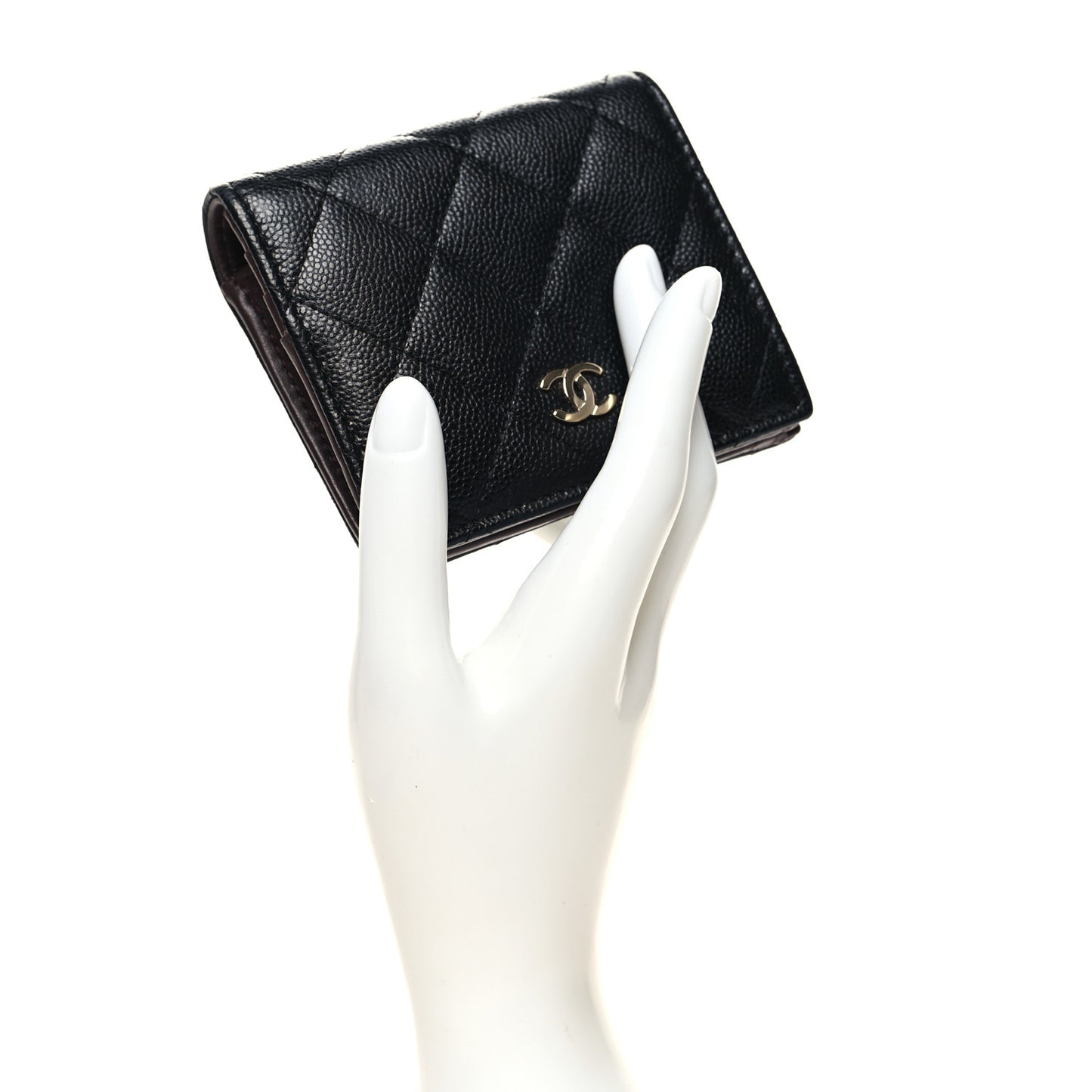 Caviar Quilted Compact Bifold Wallet Black