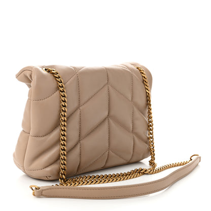 Saint Laurent Lambskin Quilted Toy Loulou Puffer Monogram Chain Satchel Nude Powder 3 of 11