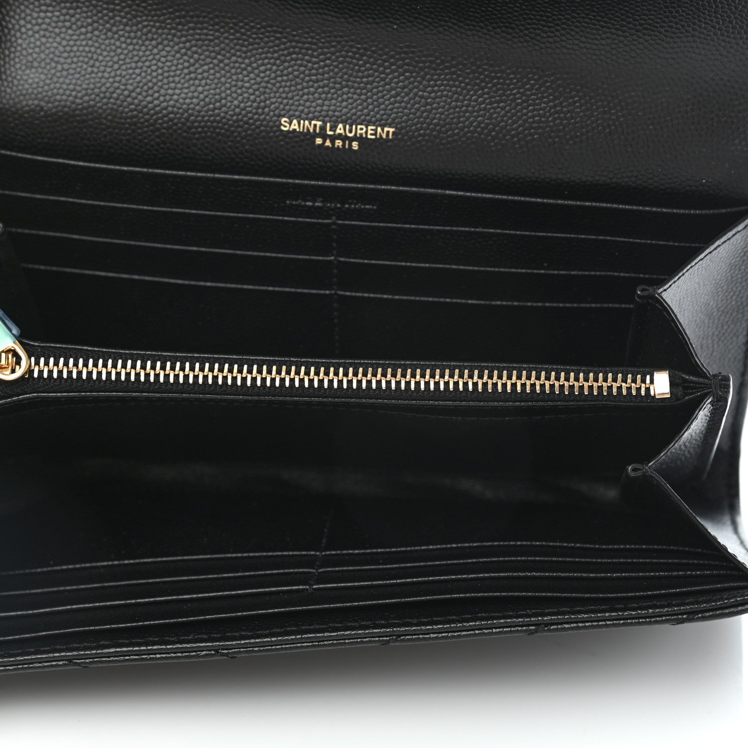 Saint Laurent Grain De Poudre Matelasse Chevron Monogram Flap Wallet Black 5 of 7