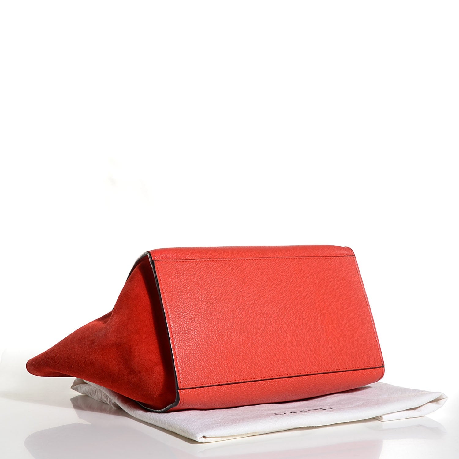 Celine Drummed Calfskin Suede Medium Trapeze Vermillion 4 of 8