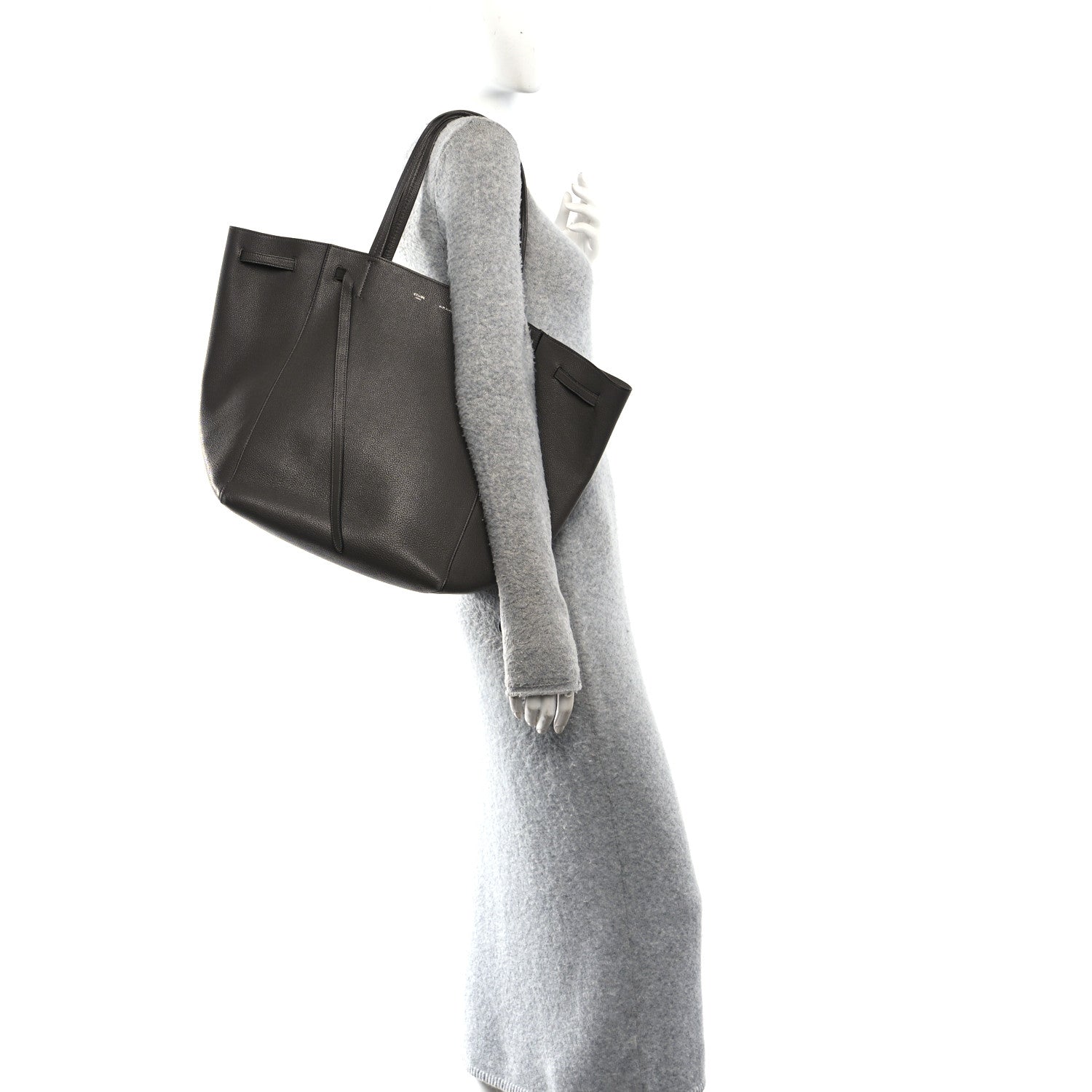 Celine Soft Grained Calfskin Medium Belt Cabas Phantom Grey