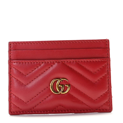 Gucci Calfskin Matelasse GG Marmont Card Holder Hibiscus Red 1 of 8