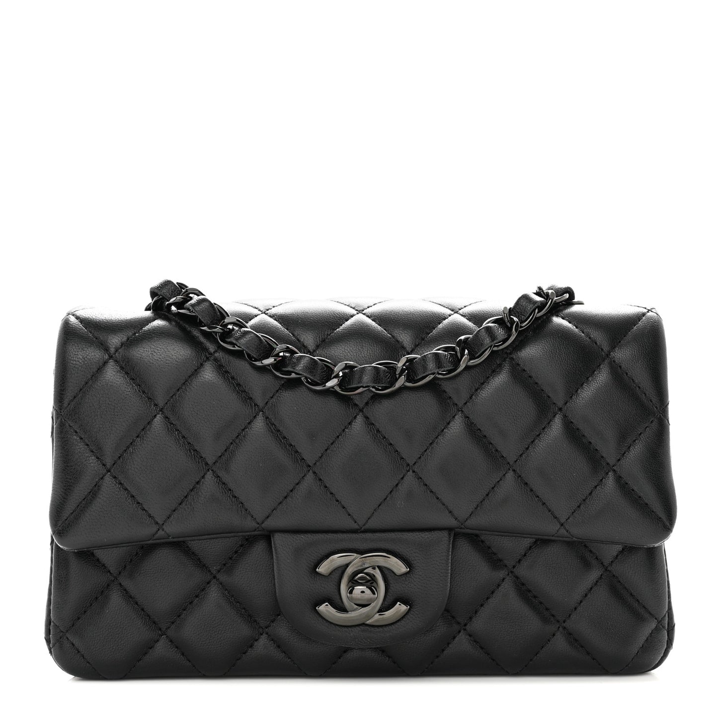Lambskin Quilted Mini Rectangular Flap So Black