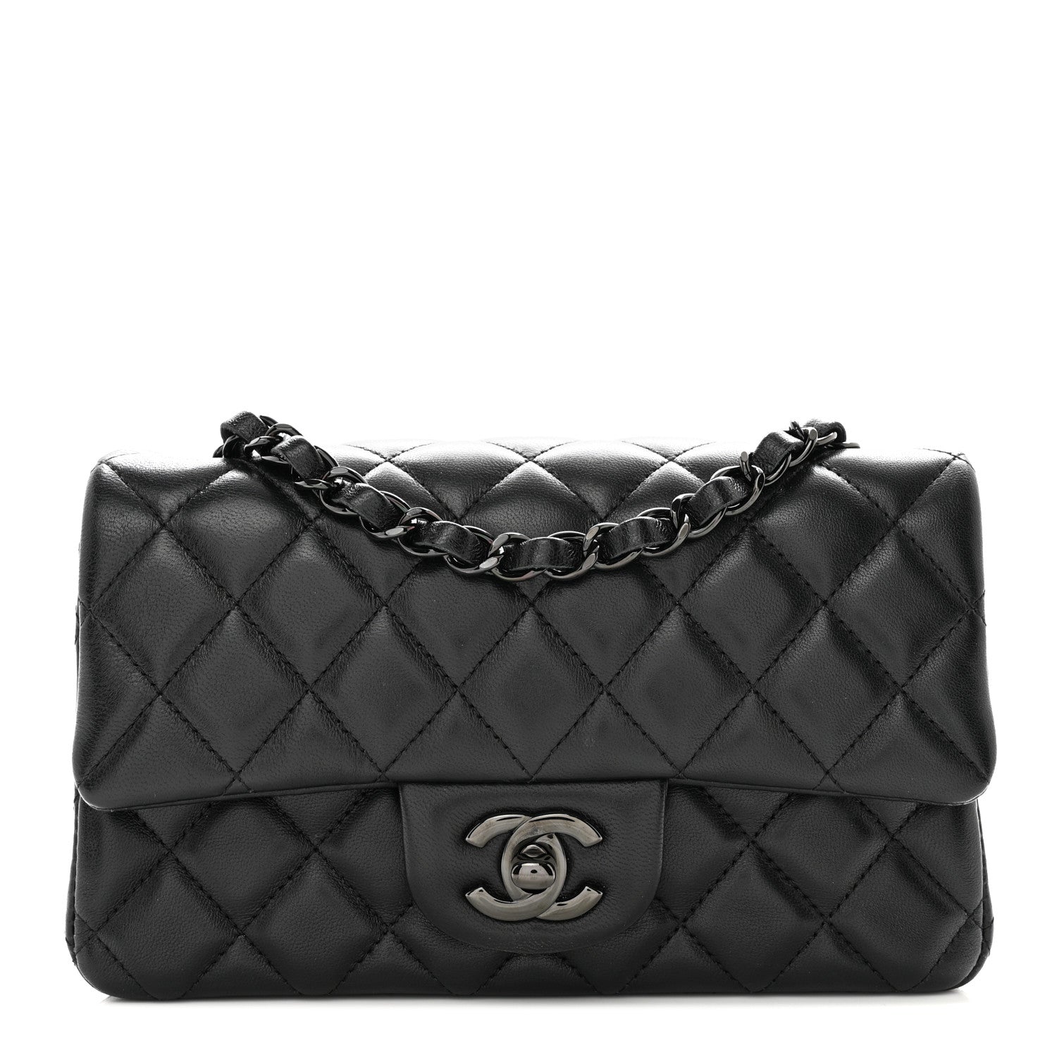 Chanel Lambskin Quilted Mini Rectangular Flap So Black 1 of 12
