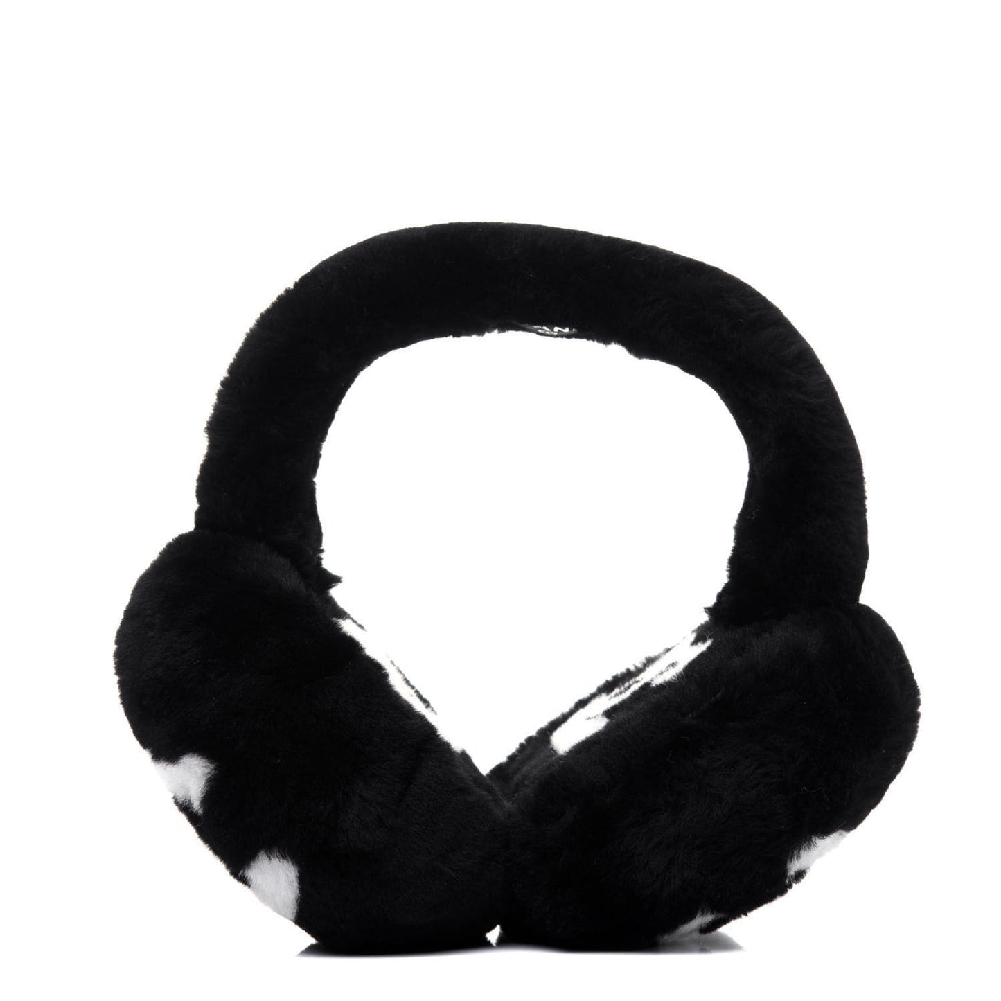 Shearling CC Ear Muffs Black White