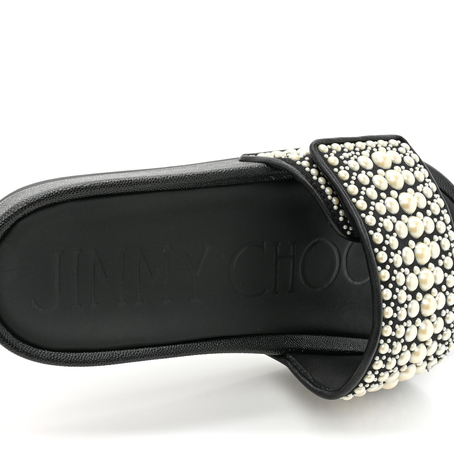 Canvas Pearl Embellished Fitz Slide Sandals 40 Black