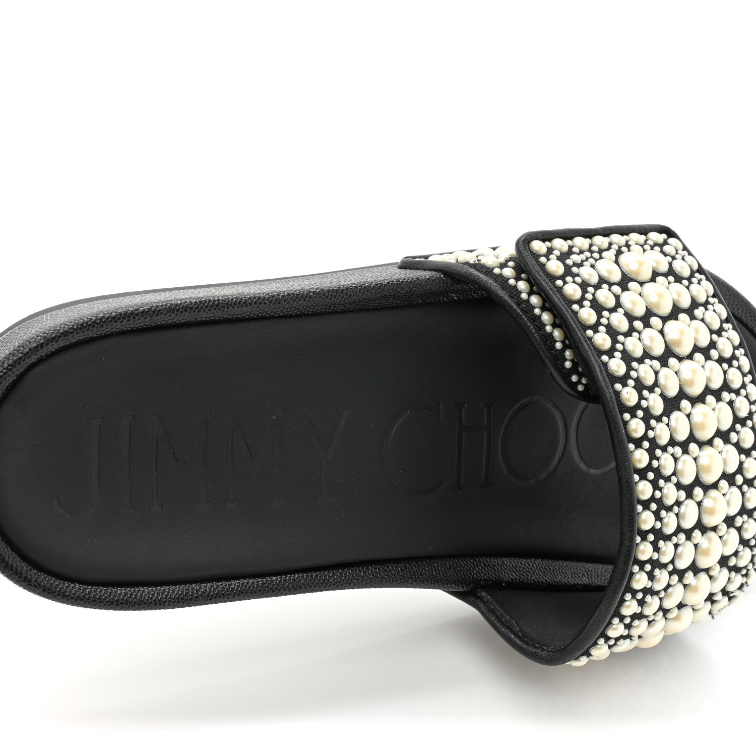 Jimmy Choo Canvas Pearl Embellished Fitz Slide Sandals 40 Black 7 of 7