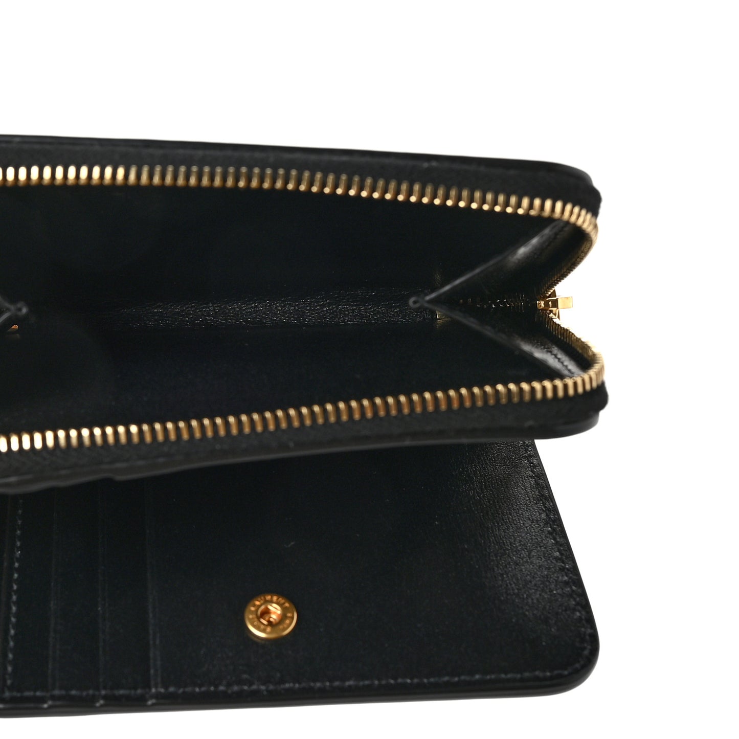 Calfskin Compact Zip Around Wallet Black