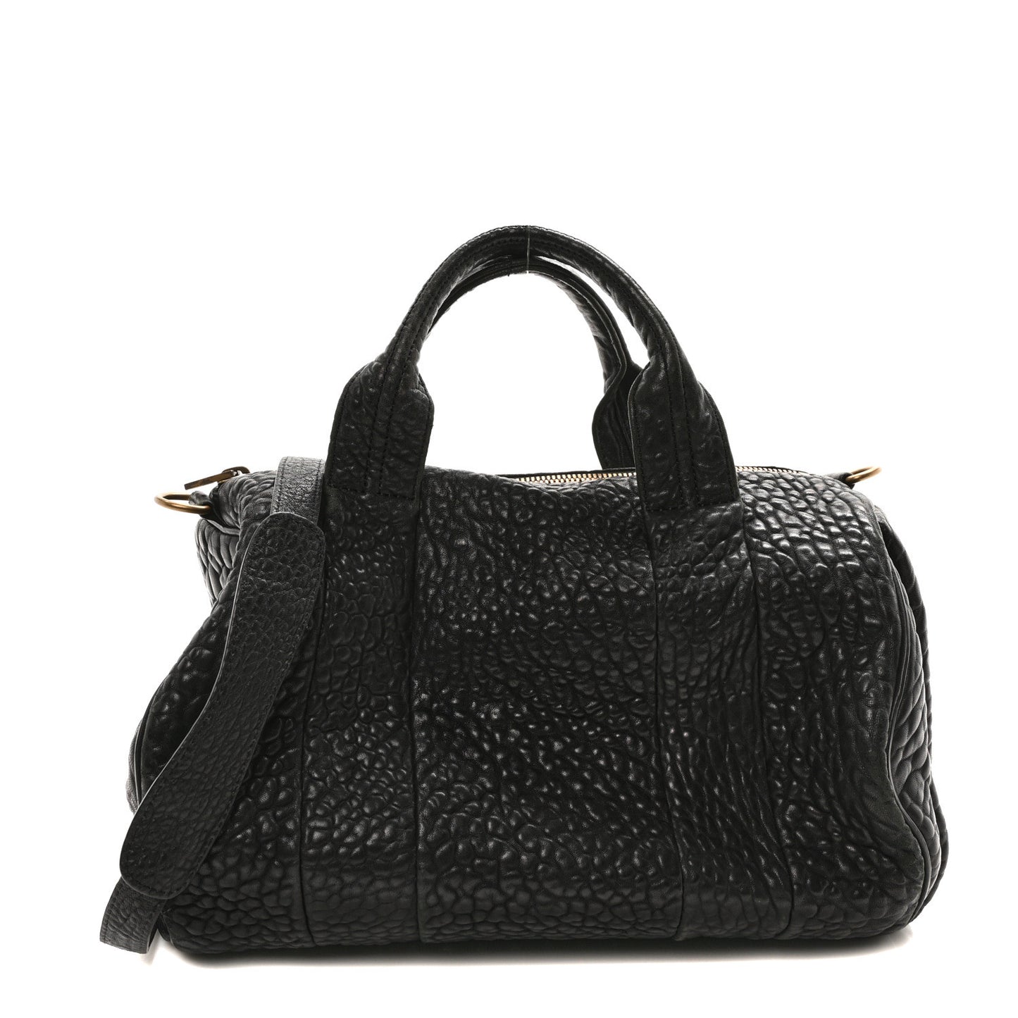 Pebbled Lambskin Rocco Black Antique Brass Hardware