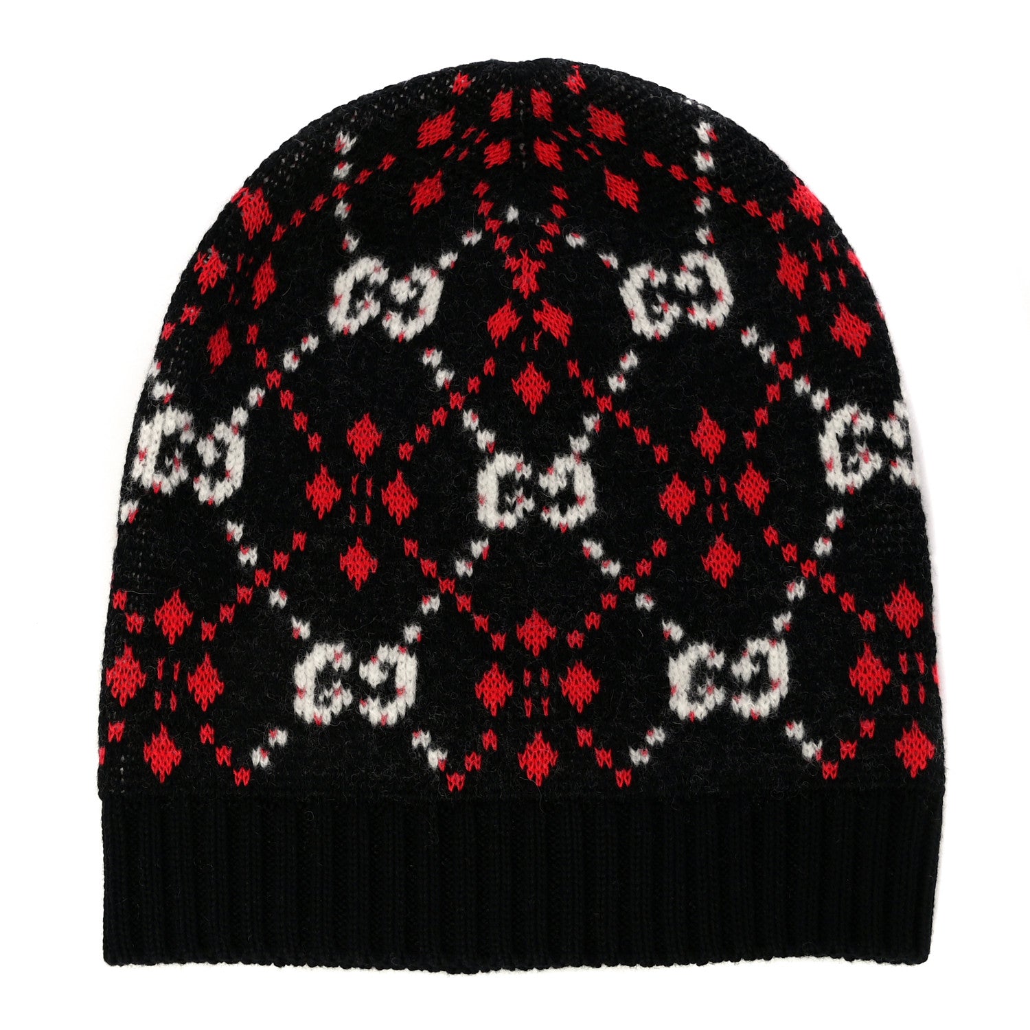 Gucci Knit GG Monogram Diamante Beanie Hat S Black 1 of 5