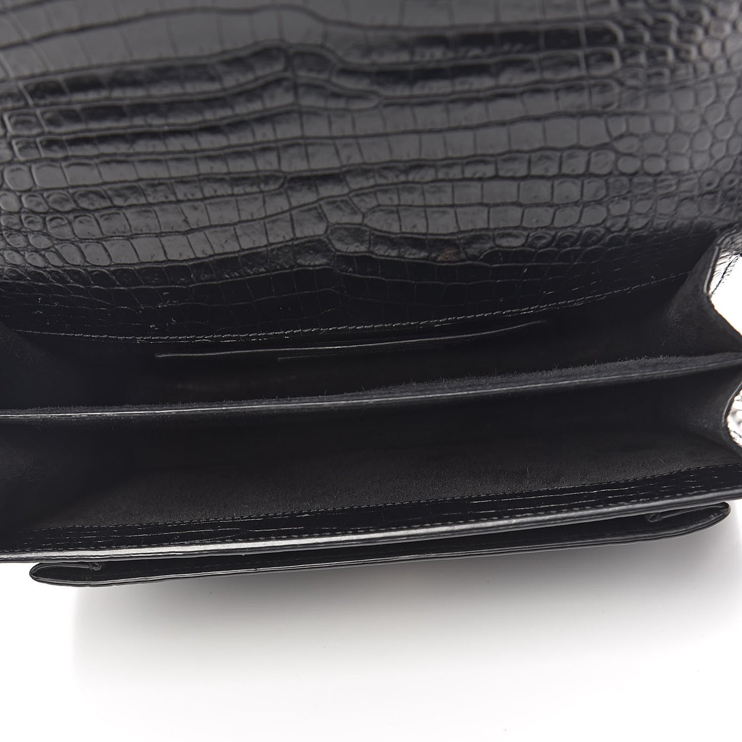 Calfskin Crocodile Embossed Medium Monogram Sunset Black
