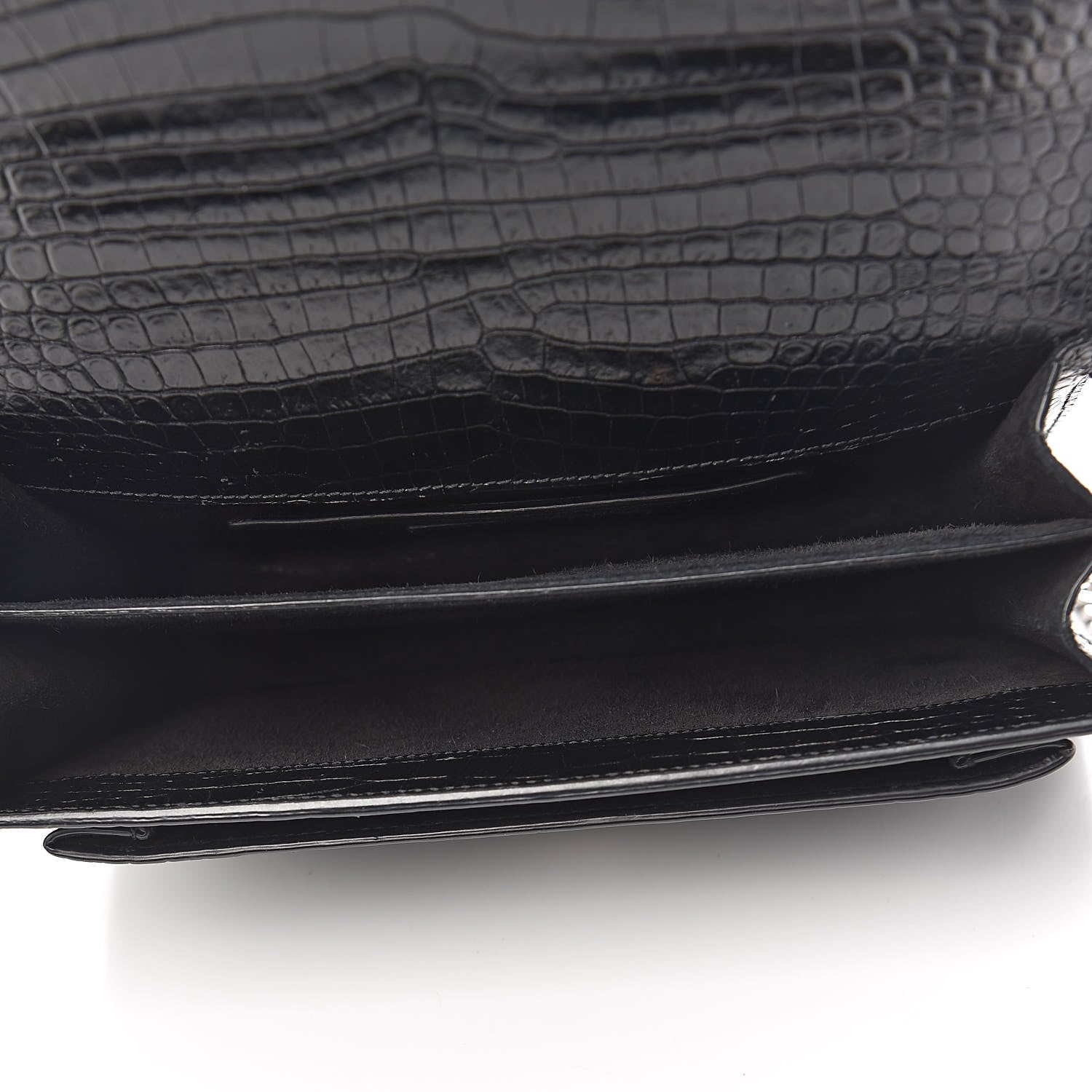 Saint Laurent Calfskin Crocodile Embossed Medium Monogram Sunset Black 5 of 11