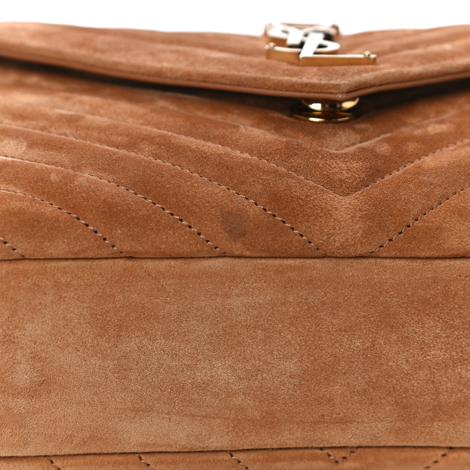 Saint Laurent Suede Matelasse Chevron Monogram Medium College Bag Cinnamon 13 of 13